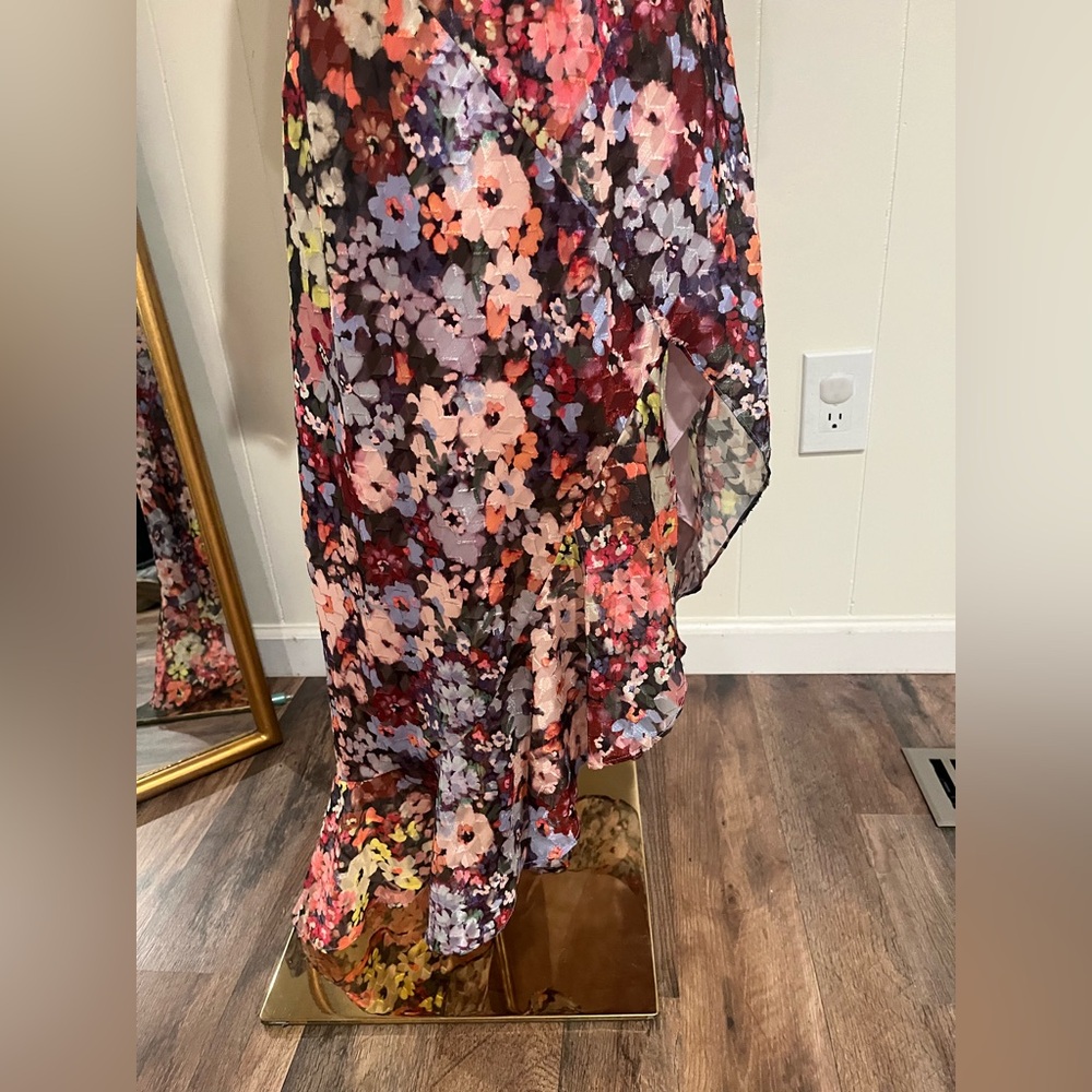 Amanda Uprichard Glenna Floral Asymmetric Midi Dress with Ruffle Hem - Picture 4 of 10